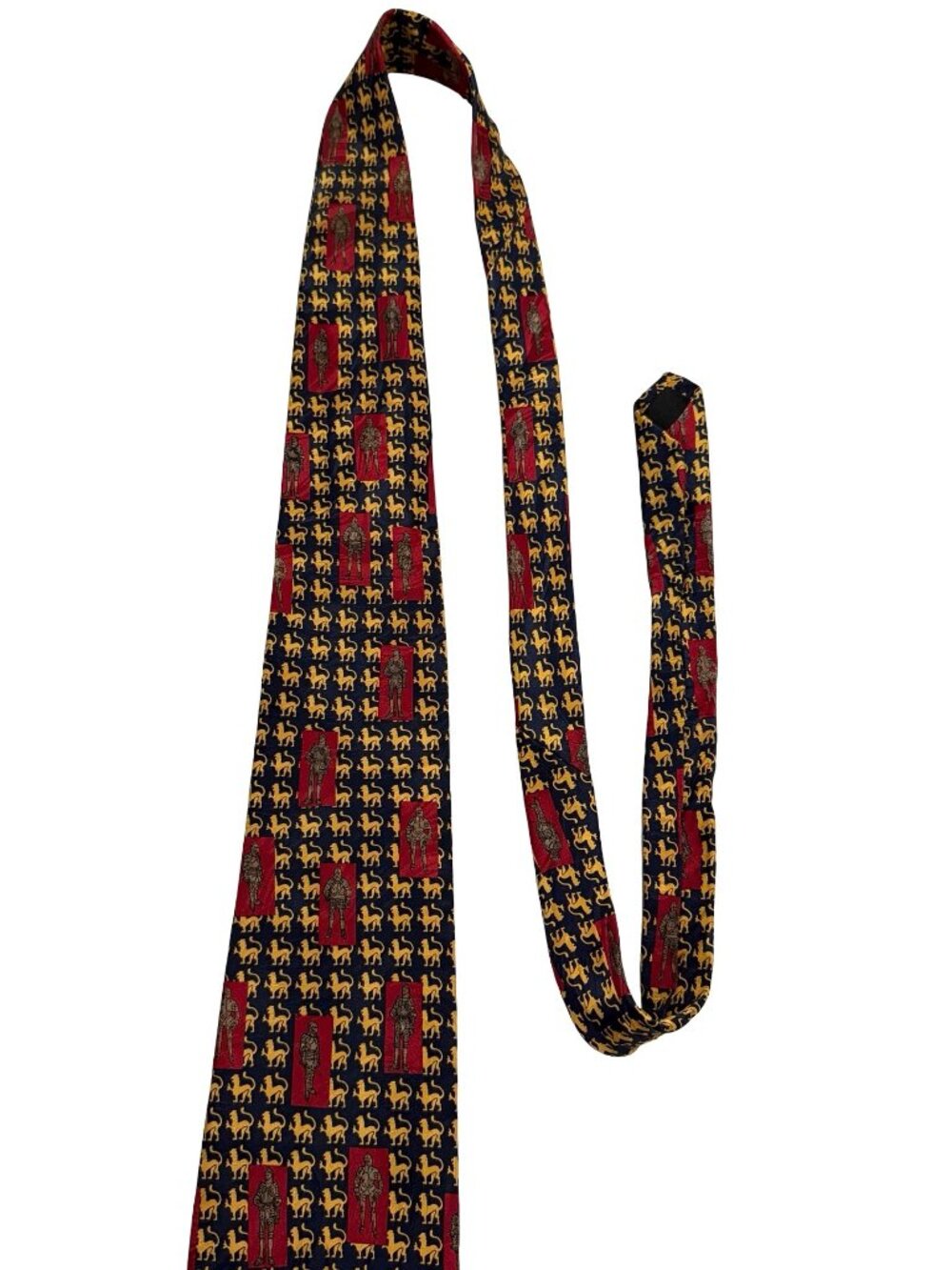 Vintage Vicky Davis New York 100% Silk Necktie Medieval Knights Lions Novelty Ti